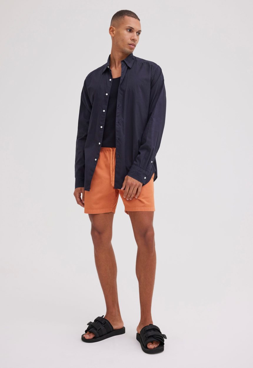 Jac + Jack Folded Collar Cotton Shirt - Navy